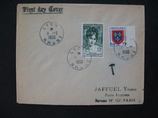 FDC 1950 N° 875 Madame Récamier avec timbre chiffre Taxe  en poste restante voir