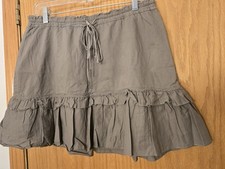 Vintage Abercrombie Fitch Gray Mini Skirt Ruffle Preppy Y2K Small