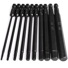 10-Piece Metric Hex Shank Drill Bit Set 4" S2 Alloy Steel Allen Wrench Bits