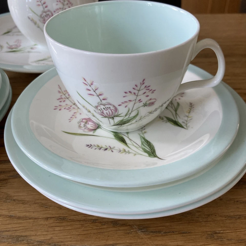 Foley Springtime tea set For 2! Bone china Aqua Pastel floral - Изображение 2 из 4