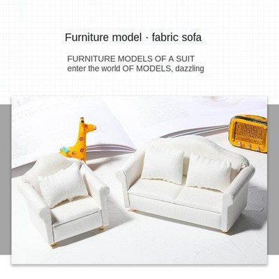 2er Pack weißes Polstersofa für 1:12 Puppenhaus Lebensszene Kinder Geschenk