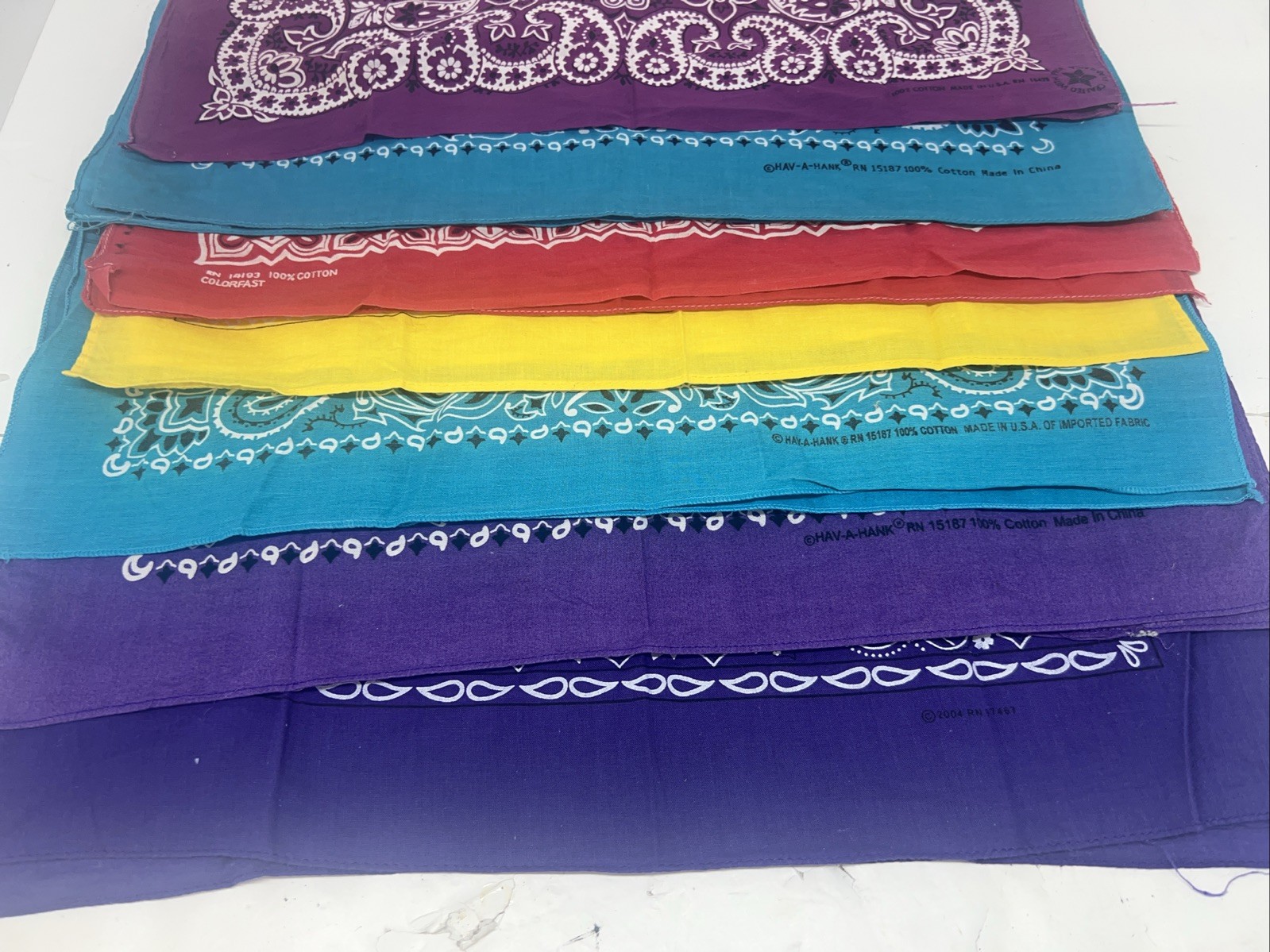 Lot Of 7 Vintage Bandanas Mix Colors And Different Brands 