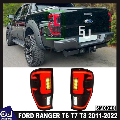 2X LED SMOKED REAR TAIL LIGHT LAMPS FOR FORD RANGER T6 PX1 T7 PX2 T8 PX3 2011-22