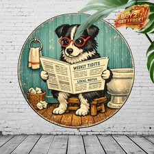 Border Collie Dog 8x8 Inch Retro Style Aluminum Tin Metal Art