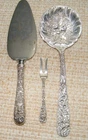 S.  Kirk & Son Sterling Silver Large 9" Berry Spoon, Cake Server & Lemon Fork
