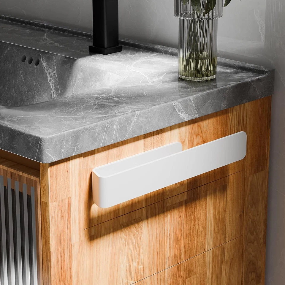 Portasciugamani Senza Foratura, in Alluminio, per Bagno E Cucina, Bianco (32 Cm) - Immagine 4 di 4