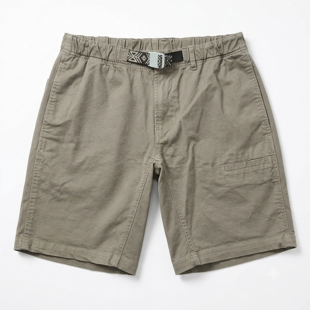 KAVU Mens Shorts Size M Medium Grey Stretch Cotton Built-In Belt Hiking Climbing