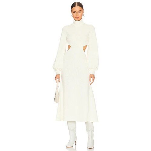 WeWoreWhat Cut Out Sweater Dress Size Small Ivory Long Sleeve Ribbed Mock Neck