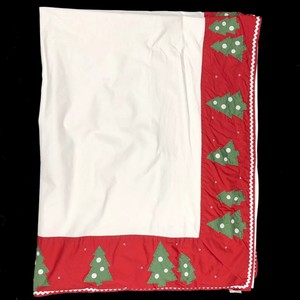Pottery Barn Kids Christmas Tree Applique Table Cloth Red Green 66