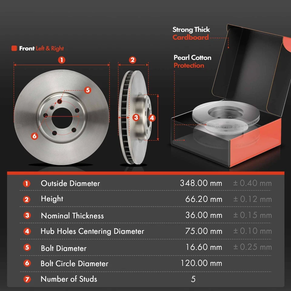 6x rotor de freio a disco dianteiro e pastilhas de freio para BMW 528i 2013 550i 11-16 650i - Imagem 2 de 4