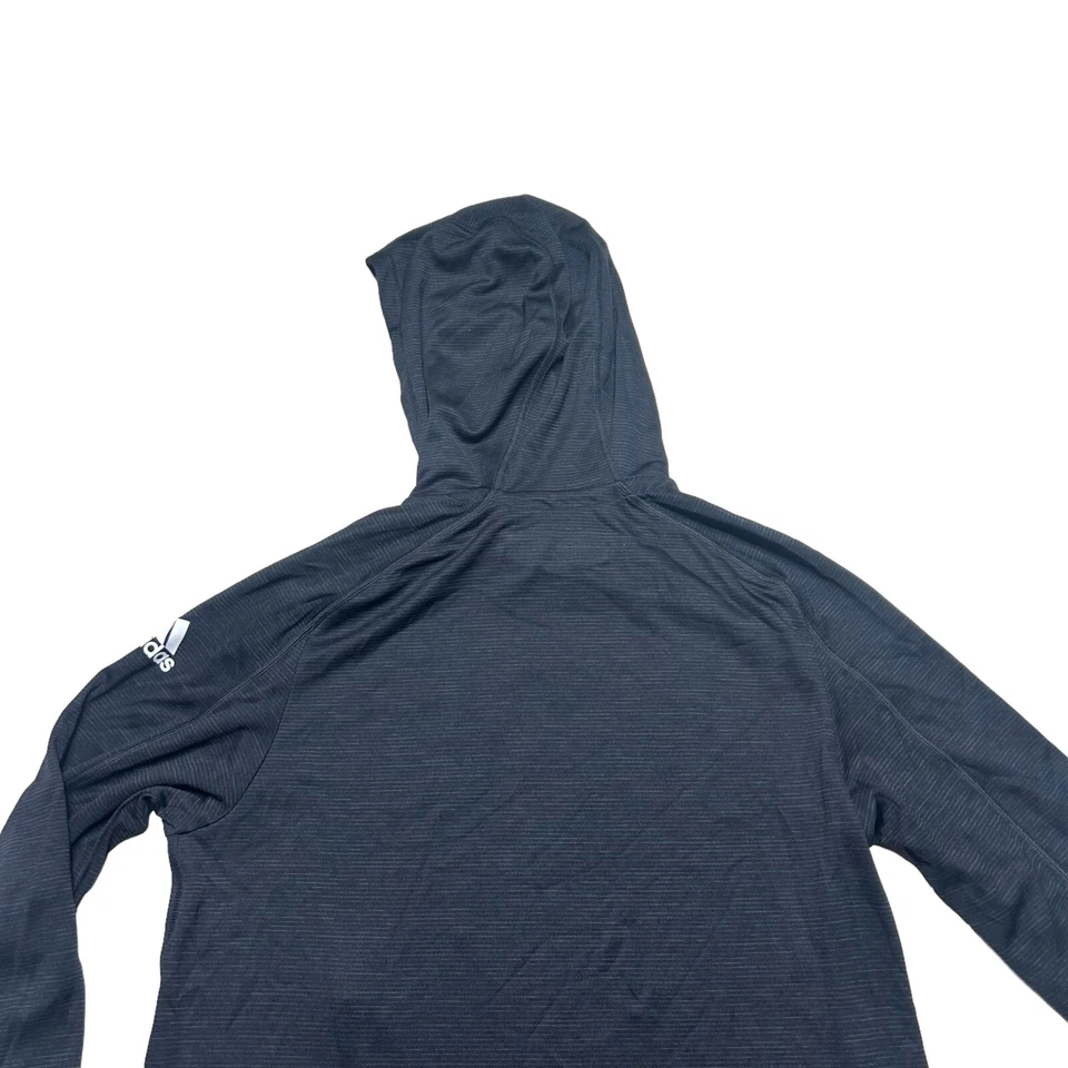 Adidas Kansas Jayhawks Hoodie Shirt Mens Medium Black Stripe Performance - Image 4 of 4