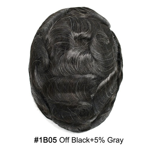 Mens Toupee Human Hair Systems Full Poly Thin Skin Hair Piece Replacement System - Picture 53 of 159
