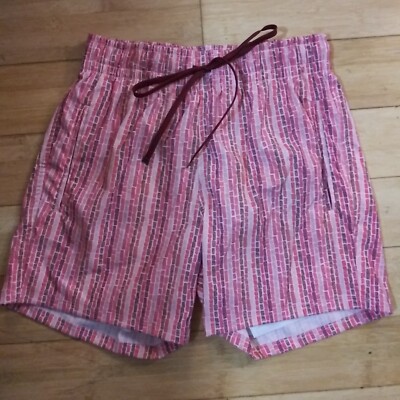 Brownlee Mens Swim Trunks ''The Roger'' XS Brick Stripe Pink Cabana Boy lined