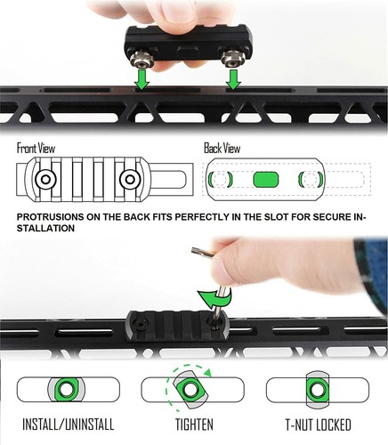 Mlock Picatinny Rail, 2 Pack 7 Slot M-Lock Aluminum Picatinny Rails Section - Picture 3 of 7