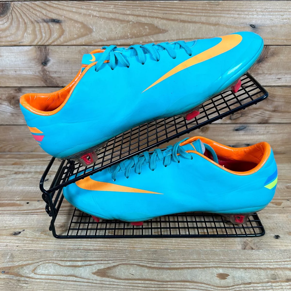 NIKE Mercurial Vapor VIII Size UK 7.5 Blue Orange Football Boots FG ACC RARE