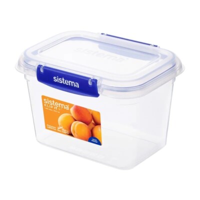 4x SISTEMA Klip It Plus,Lebensmittelbehälter 1,49 L-17,6x12,8x11,8cm transp/blau