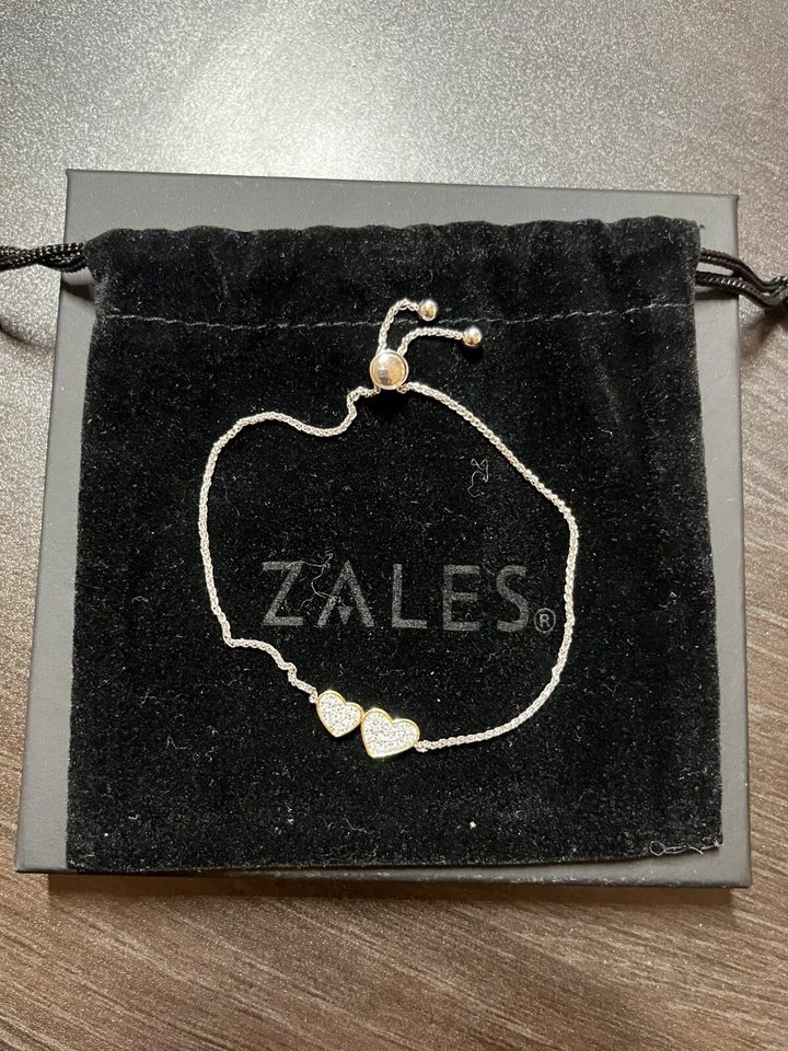 Pulseira de diamante coração duplo Zales - Imagem 2 de 3