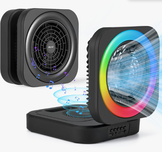 Portable Bluetooth Speaker with Smart Fan RGB Night Light 3 Speeds 5 Modes  -image