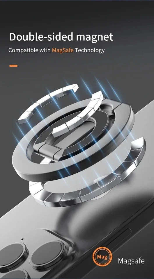 Anillo de soporte magnético para teléfono para agarre MagSafe Magsafe soporte para dedos con celular Foto 3 de 4
