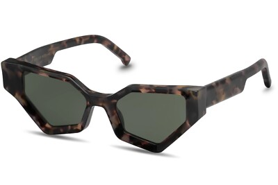 Damen Sonnenbrille Signiert Leziff Cat Eye Indy Turtles Schwarz Turtle