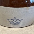 Robinson Ransbottom BLUE CROWN 2 Qt Stoneware Two-Tone Bean Pot Crock Handle Vtg — photo 6