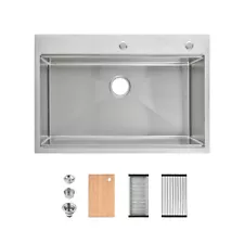 Cozy n Bath 33x22 inch overmount kitchen sink with accessors and drain