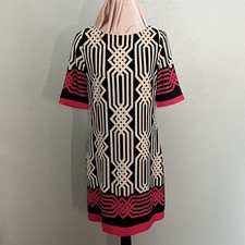 Eliza j dress 10 petite Geometric Pattern- Black/Cream/Pink