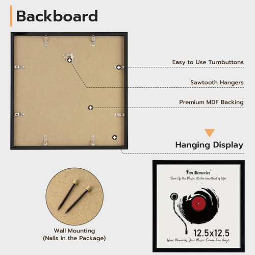 Vinyl Record Frame for Wall Display, Black, 12.5 X 12.5 Inches, 4 Pack - Picture 5 of 12