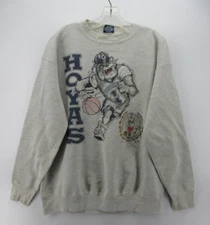VINTAGE Georgetown Hoyas Sweatshirt Men XL Gray 90s Bulldog Basketball NCAA *