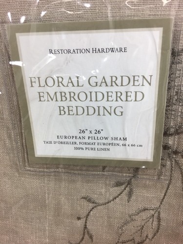 Restoration Hardware - Floral Garden Embroidered Bedding - 26"x26" Euro Sham - Picture 2 of 7