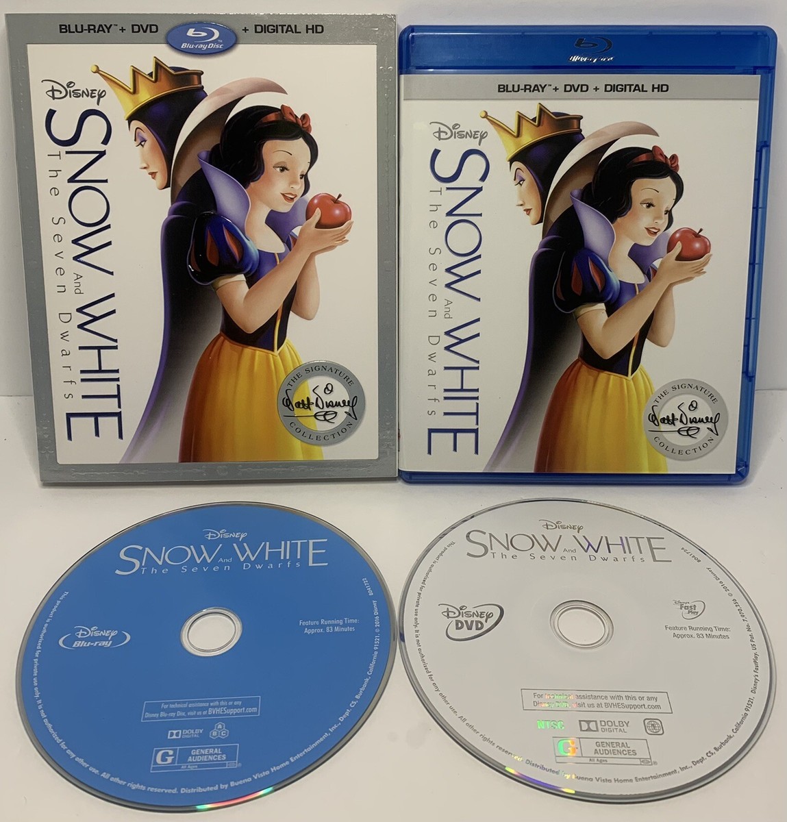 Snow White and the Seven Dwarfs (Bluray, DVD, 2016, Disney