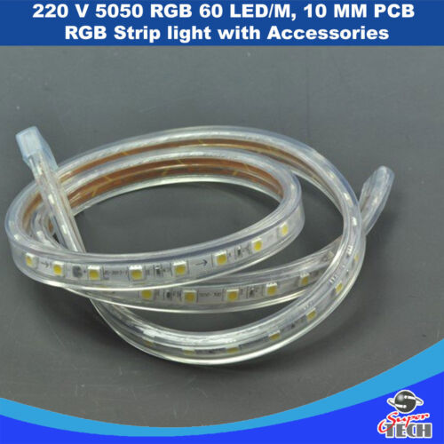 50M RGB 60 LED/M PCB RGB Multi colour Strip light 220V IP67 with Remote +Adaptor - Picture 7 of 9