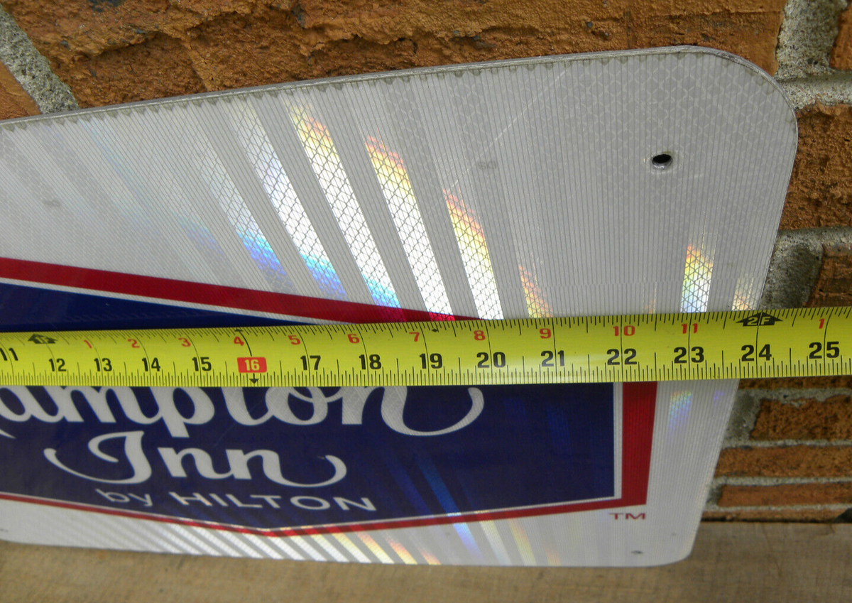 Retired Hampton Inn by Hilton, Highway Road Sign, Metal, 24