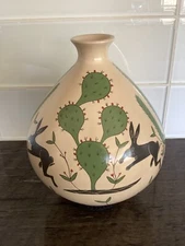 Mata Ortiz Pottery Uriel Lopez Rabbit Cactus Pot Vase