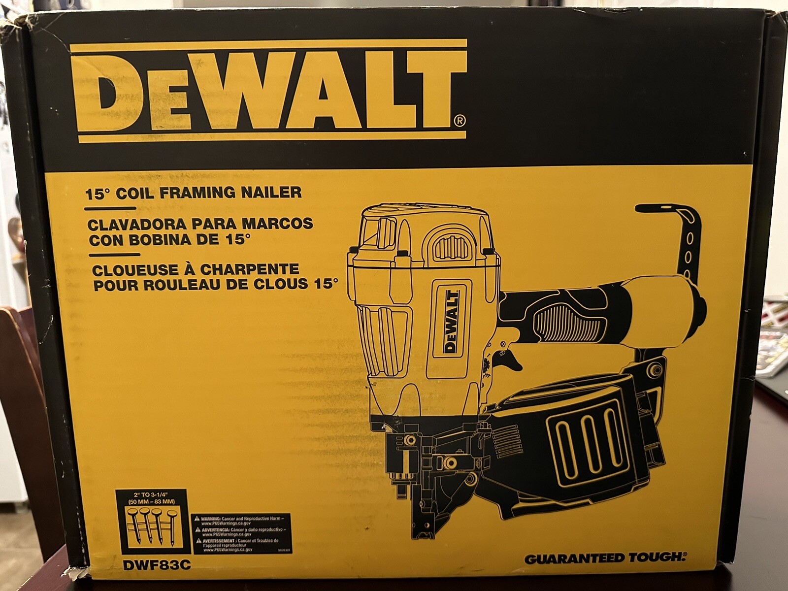 NEW DEWALT DWF83C Pneumatic 15° Coil Framing Nailer FREE SHIPPING
