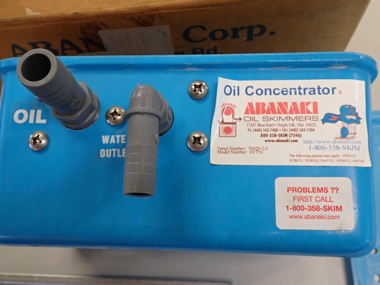 ABANAKI ODM-100 OIL CONCENTRATOR  