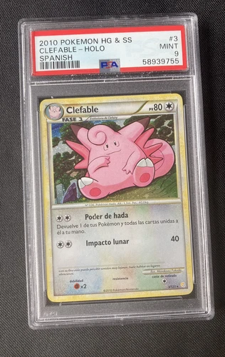 Pokemon 2010 SPANISH Heart Gold Soul Silver Clefable holo rare #3 Mint PSA 9