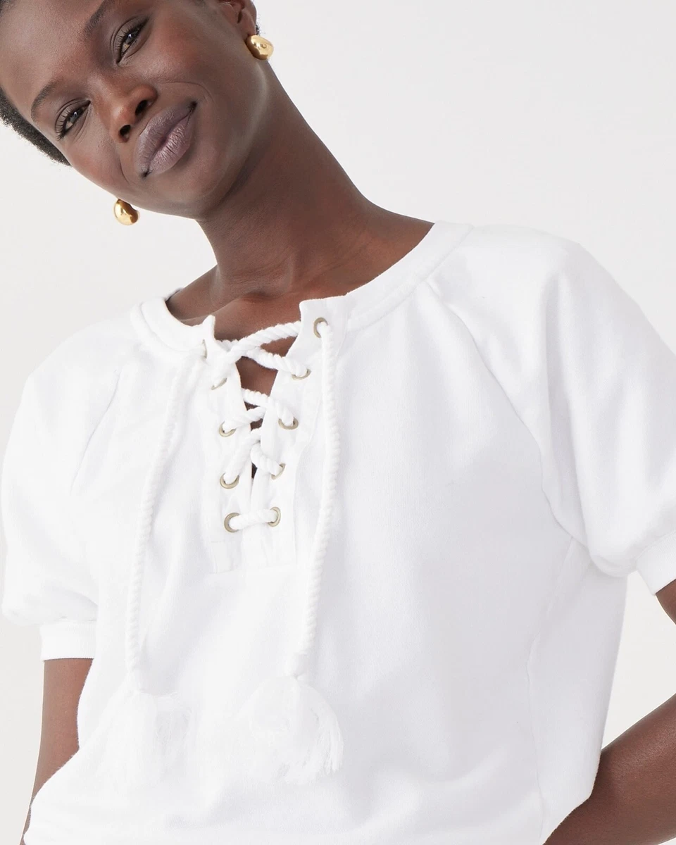 J crew short top sleeve lace top