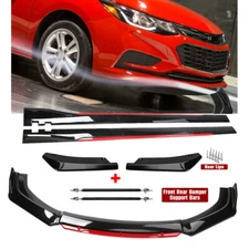 For Chevrolet Cruze Front Bumper Lip Spoiler Splitter Side Skirt Glossy Black +R