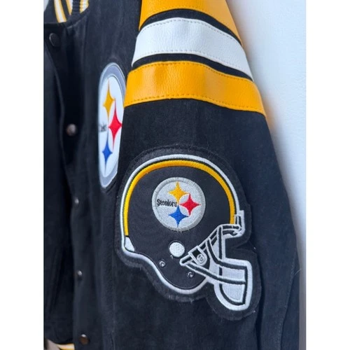 NFL Pittsburgh Steelers Suede Varsity Jacket NWT XL Vintage Style Streetwear image 2