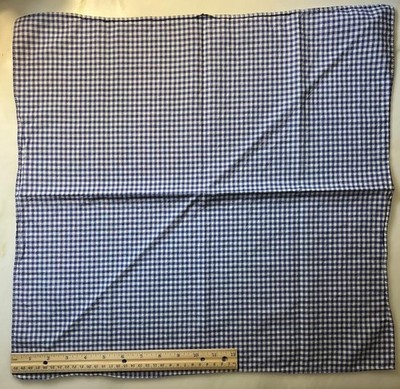 Vintage Gingham Pattern 100% Cotton Blue Bandana USA Head Scarf 20'' x 20'' Inch 