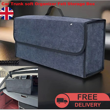 Image of GREY CAR BOOT ORGANISER FELT STORAGE BOX NON-SLIP FOLDABLE TRUNK BAG UK STOCK