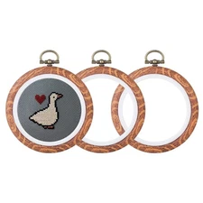 Wooden Embroidery Hoops Set (3Inch) - Display Frame for Cross Stitch, Hand Se...