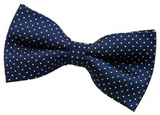 Modern Mini Polka Dots Woven Microfiber Pre-tied Navy Blue With Yellow Dots