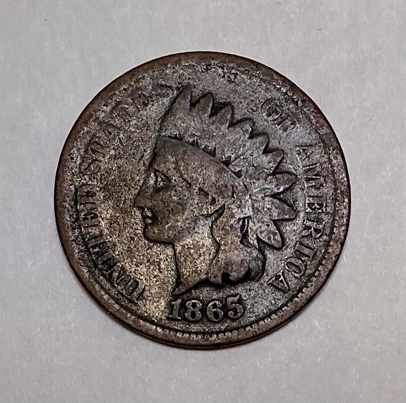 1865.  X/FINE.  But strange Color. INDIAN HEAD SMALL CENT