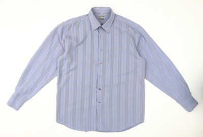 Petroleum Herren Hemd blau gestreift L