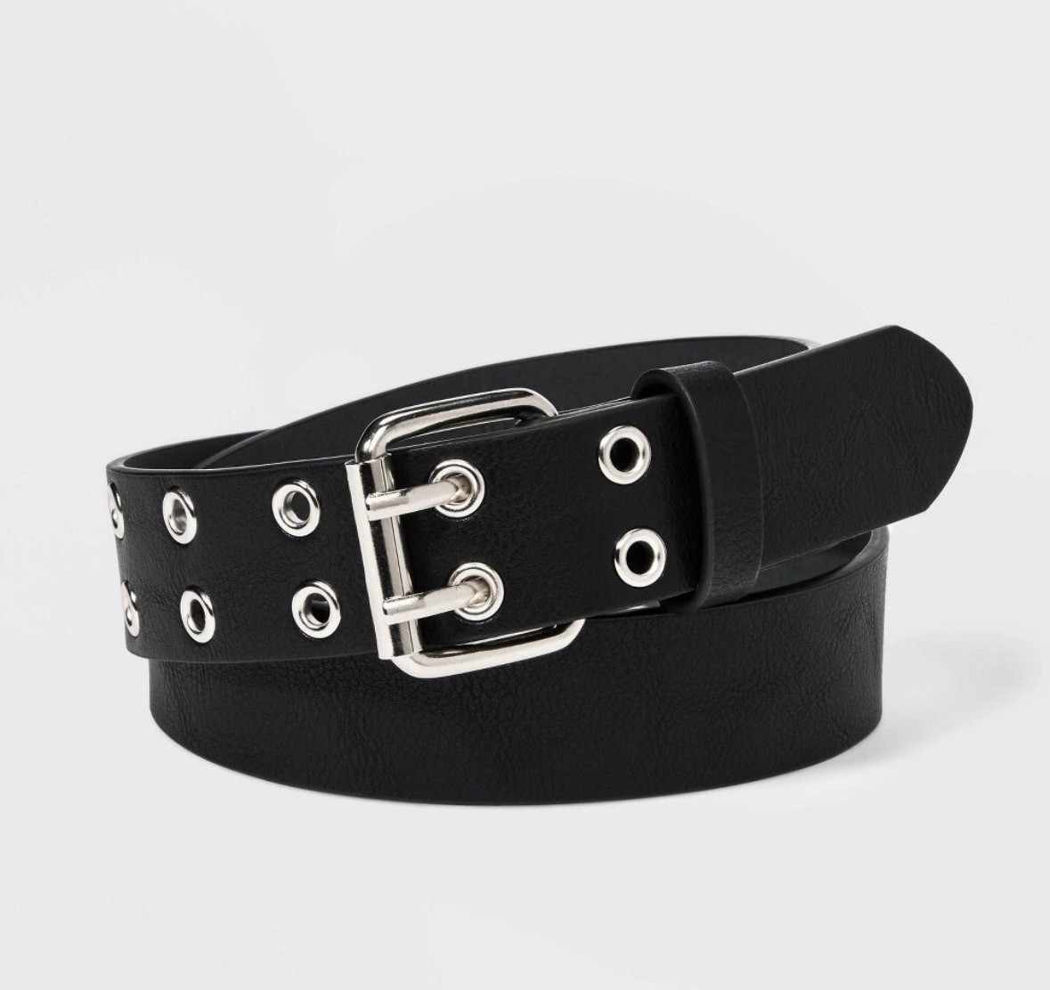 leather belt Belt with Silver Grommets -art class™ Black silver belt buckle (XL)-image
