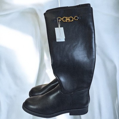 Paula Echevarria x Primark Tall Boots Women Size 11 Black Faux Vegan Leather NEW