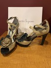 $355 NANETTE LEPORE Platform Heel Leather Shoes, 8.5, Beige & Black. In Box. — photo 3
