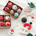 Snowflake and Tree Wool Felt Ornaments Set Christmas Ball Decorations for Home